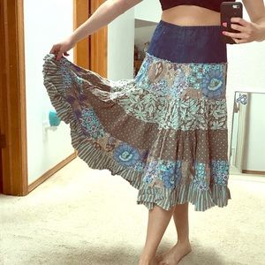 Boho Hippy Skirt Denim & Floral!